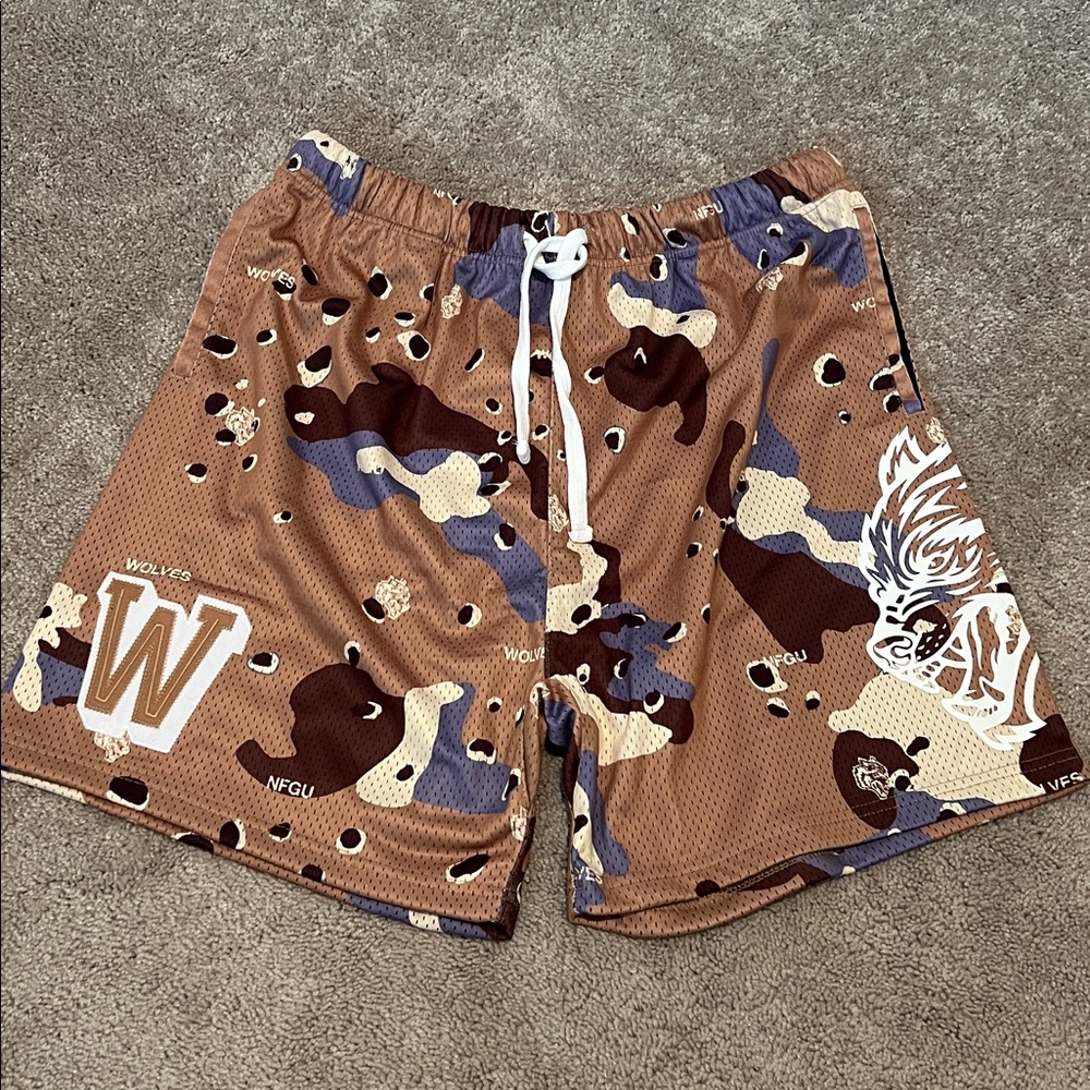 Camouflage Athletic Shorts with Tiger Print